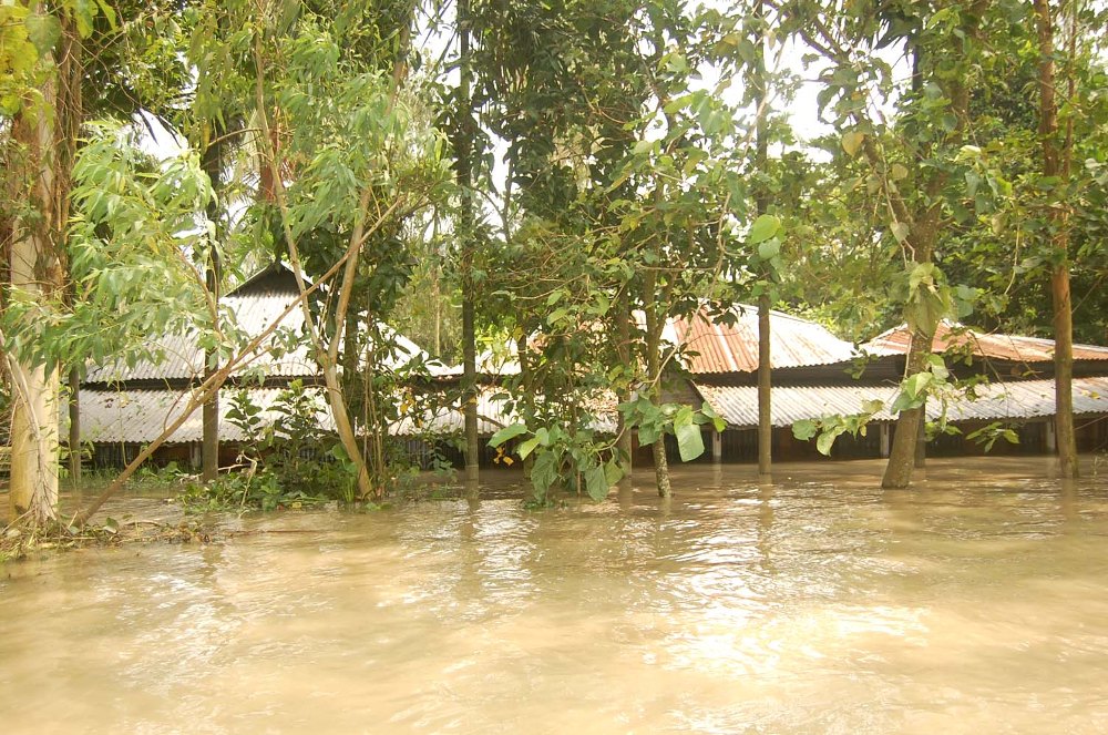 বগুড়ায় বাঙালী নদীর পানিতে নতুন এলাকা প্লাবিত